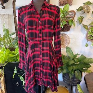 Pretty Plaid Rayon Button Front Dress